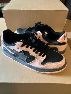 BAPE STA “SK8” Low Top Sneakers in Pink and Black